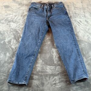 Vintage Land's End Red Flannel Lined Women's Jeans Size 30 Straight Leg Camp